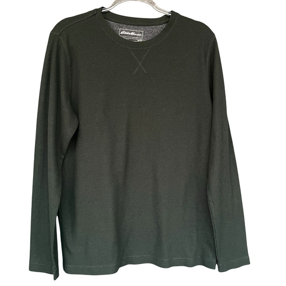 Eddie Bauer Mens Thermal Shirt Medium Green Base Layer Sleepwear Outdoor Stretch - Picture 1 of 10